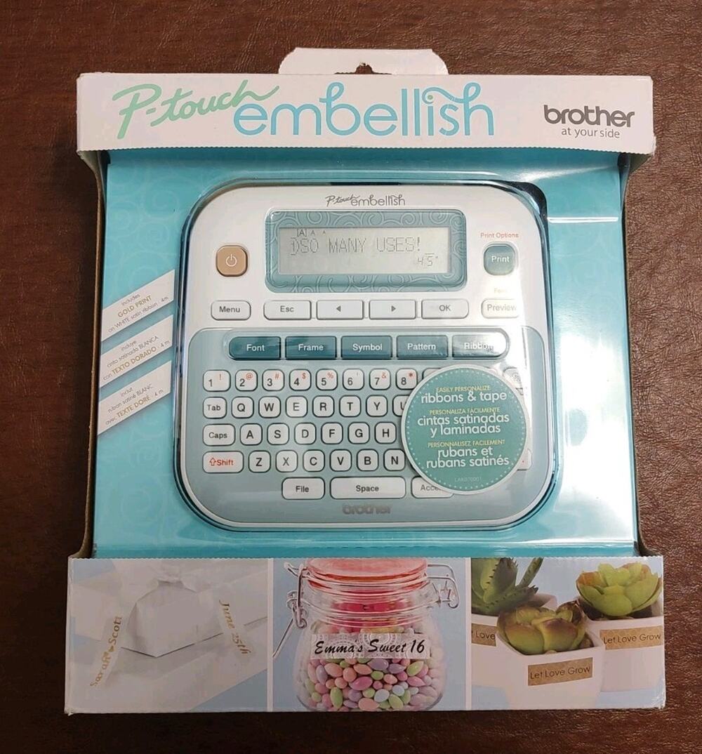 Brother P-touch Embellish Ribbon & Tape Label Printer Machine PTD215E - Open Box